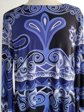INC International Concepts Long-Sleeve Paisley Blues Geometric Dress (Size: M)
